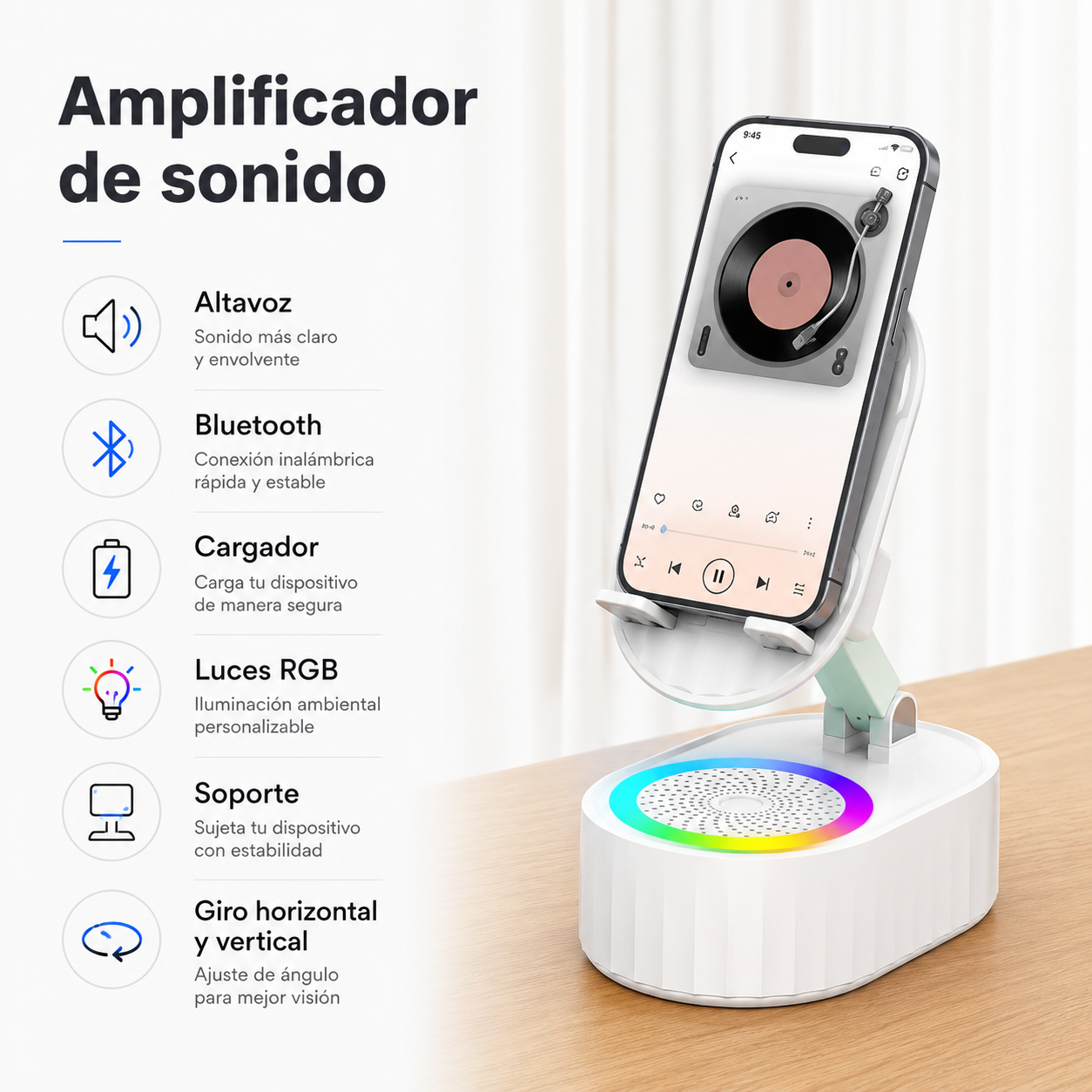 SonidoMax® Soporte Amplificador de Sonido – Música, Carga y Soporte en Un Solo Dispositivo