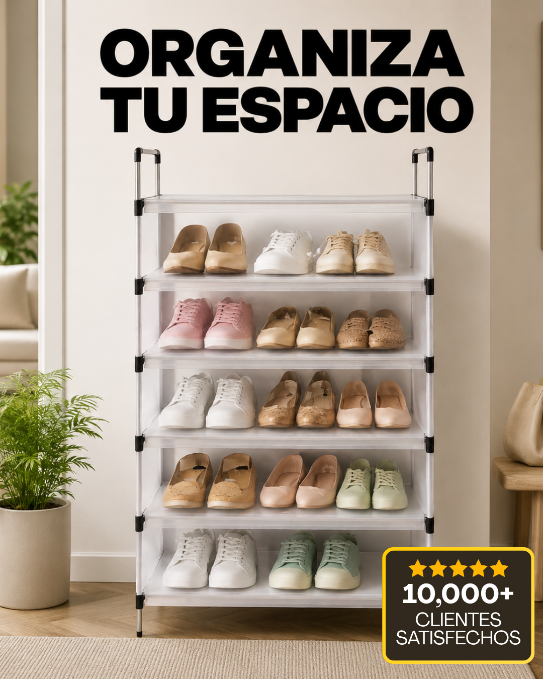 Organizador de Zapatos 6 Niveles Con Cubierta Protectora